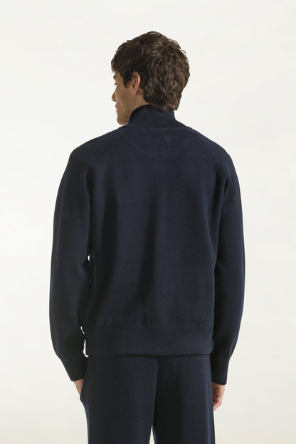 Navy blue wool bomber jacket | PIACENZA 1733