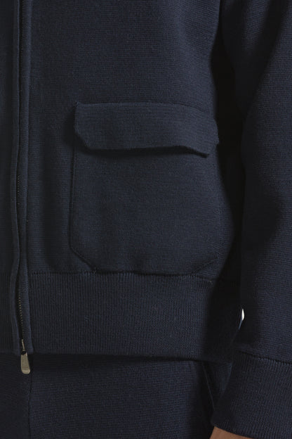 Navy blue wool bomber jacket | PIACENZA 1733