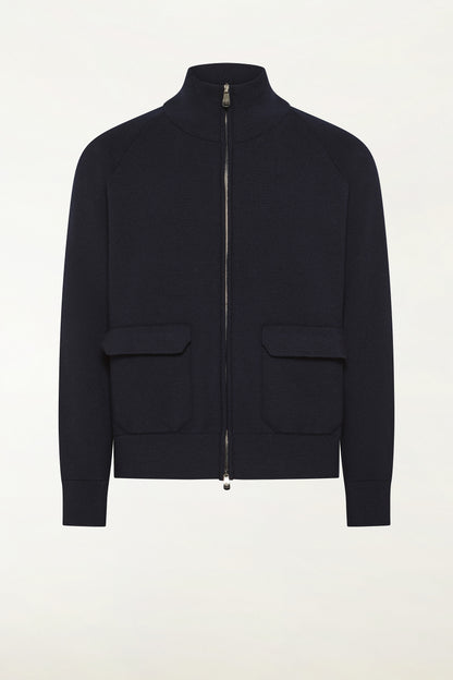 Navy blue wool bomber jacket | PIACENZA 1733