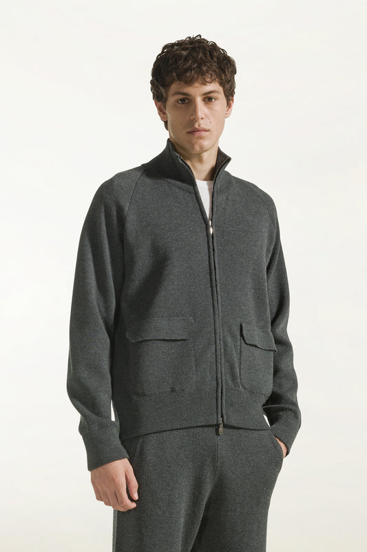 Anthracite wool bomber jacket - new HP arrivals | PIACENZA 1733