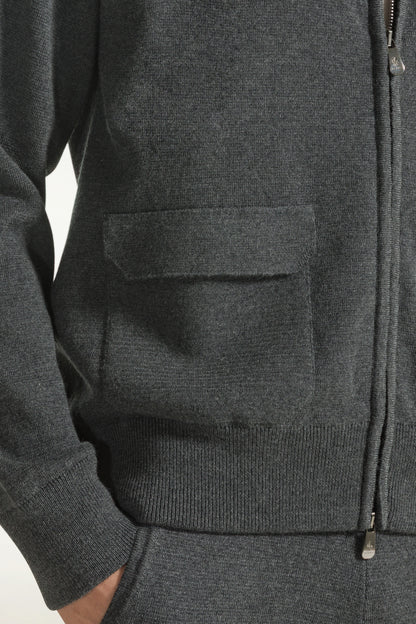 Anthracite wool bomber jacket | PIACENZA 1733
