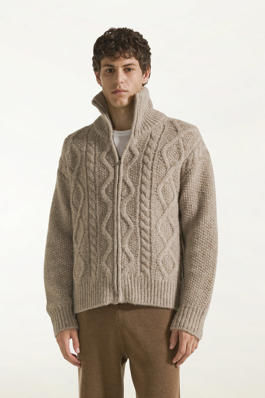 Cardigan in  baby alpaca e e lana color naturale - Maglieria in baby alpaca e lana | PIACENZA 1733