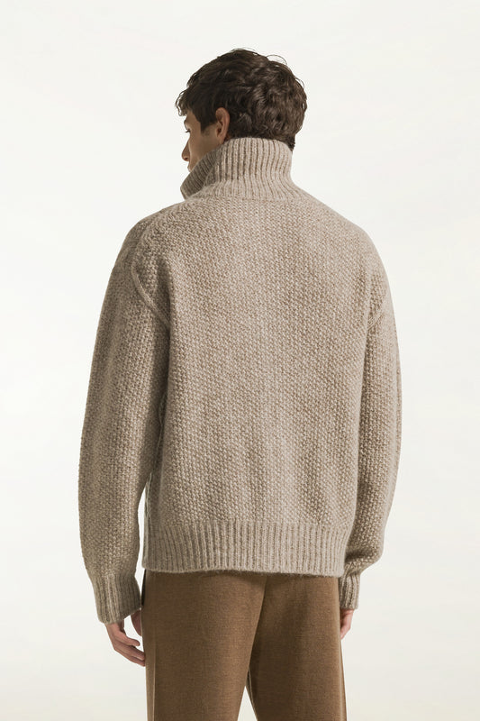 Cardigan in baby alpaca e e lana color naturale - Maglieria in baby alpaca e lana | PIACENZA 1733