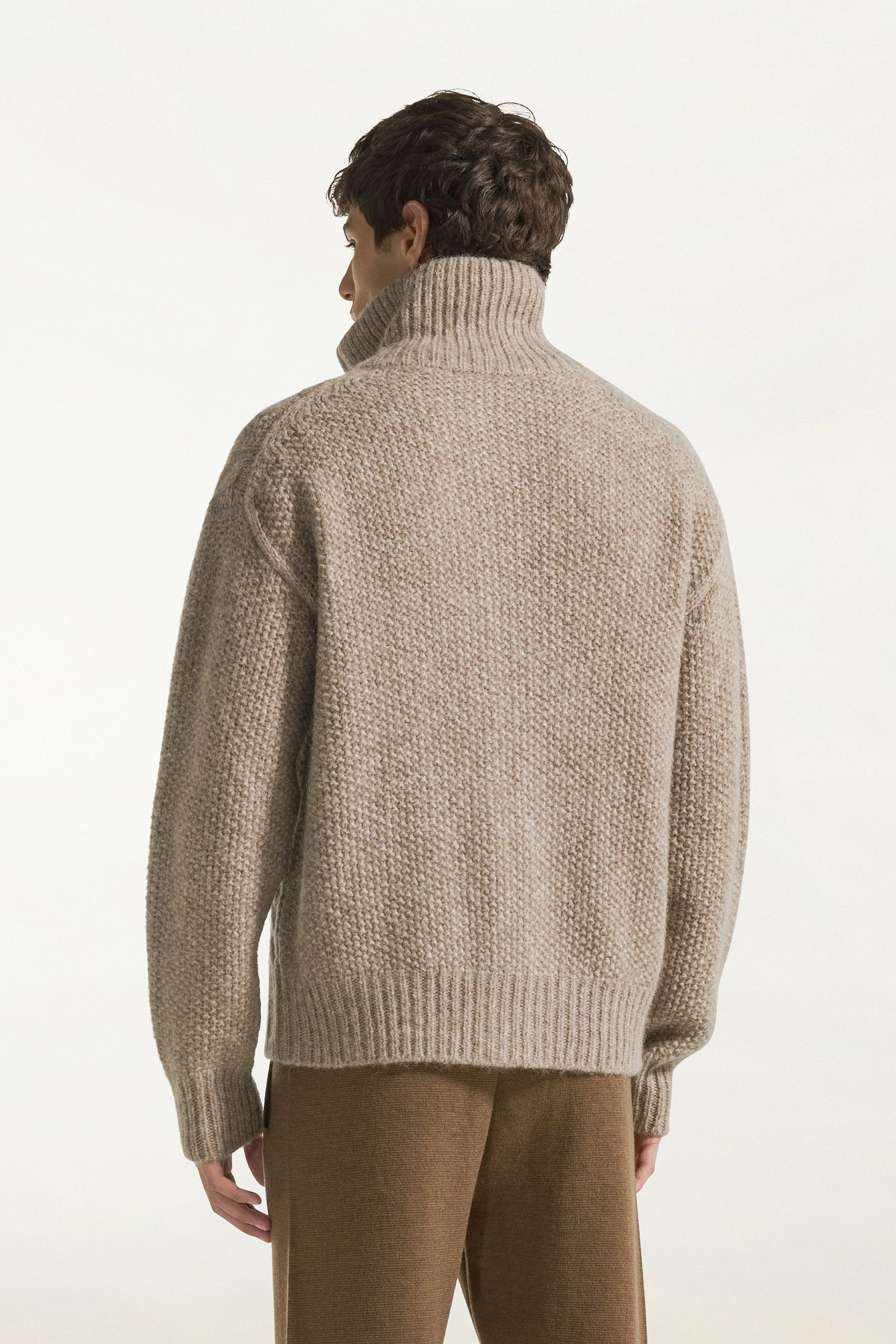 Natural-coloured baby alpaca and wool cardigan