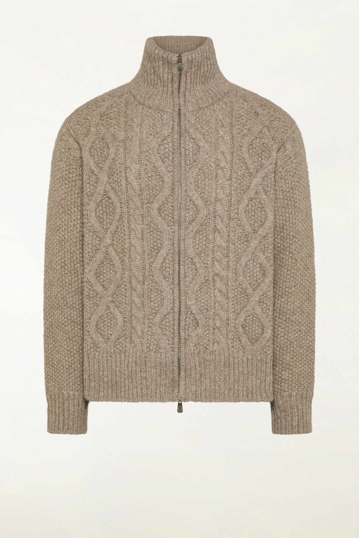 Natural-coloured baby alpaca and wool cardigan | PIACENZA 1733