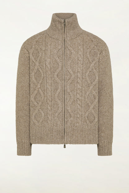 Natural-coloured baby alpaca and wool cardigan | PIACENZA 1733