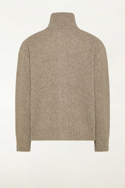 Natural-coloured baby alpaca and wool cardigan | PIACENZA 1733