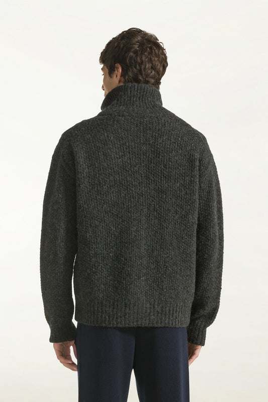 Cardigan in  baby alpaca e lana color antracite - Maglieria in baby alpaca e lana | PIACENZA 1733