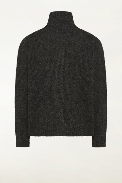 Cardigan in  baby alpaca e lana color antracite | PIACENZA 1733