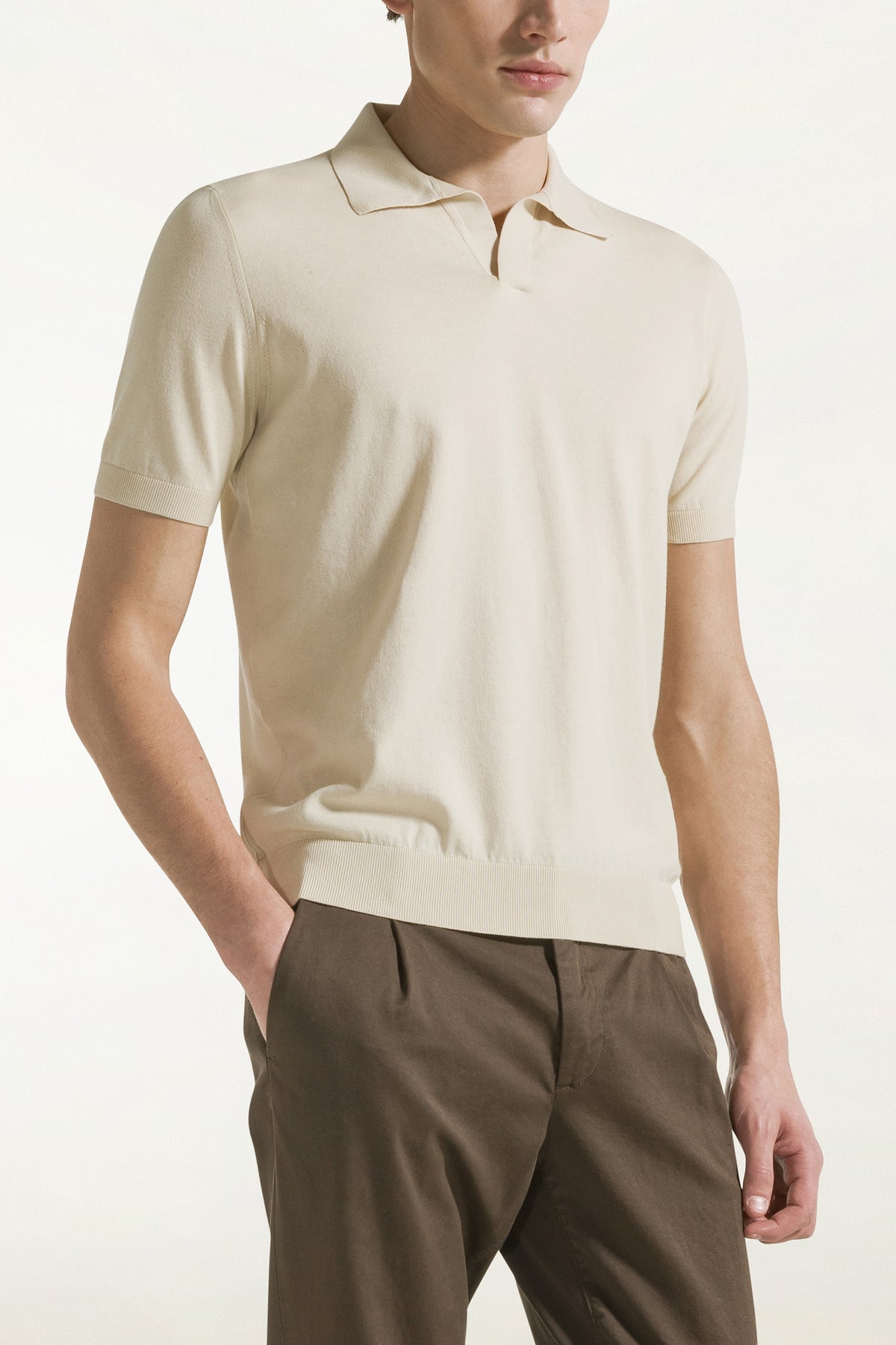 Cream-colored cotton polo shirt | PIACENZA 1733