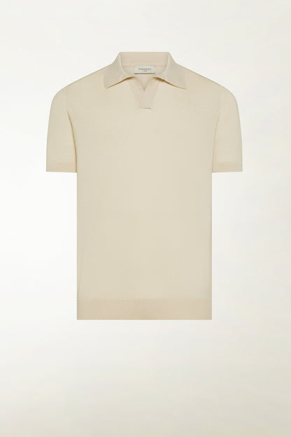 Cream-colored cotton polo shirt | PIACENZA 1733