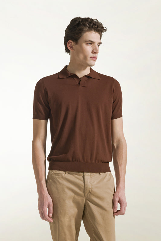 Brown cotton polo shirt - Men's Polo Shirts | PIACENZA 1733