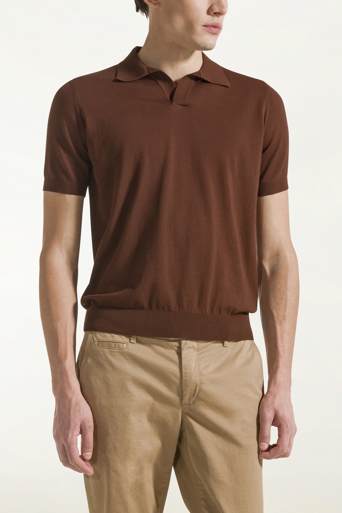 Brown cotton polo shirt