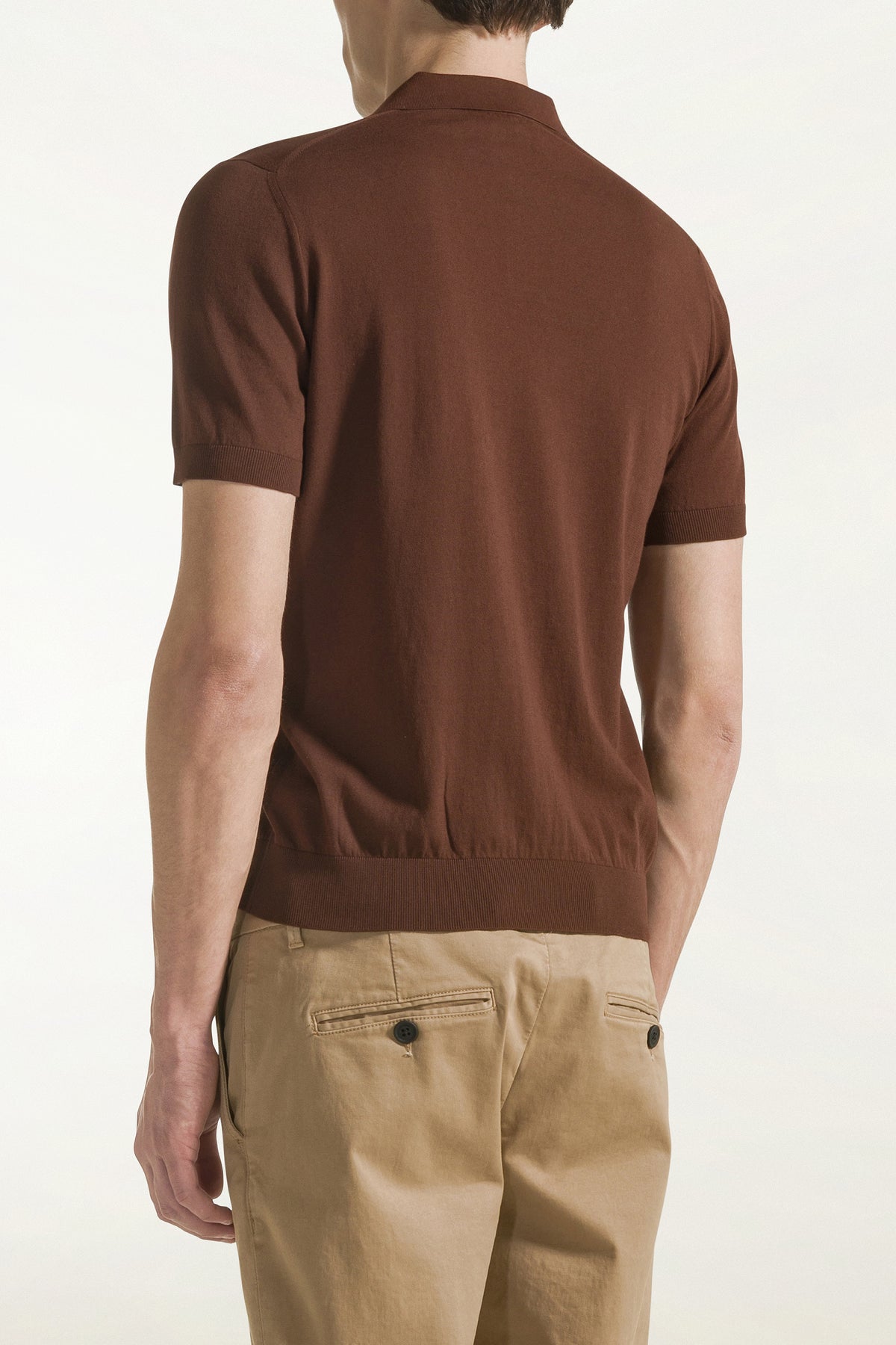 Brown cotton polo shirt