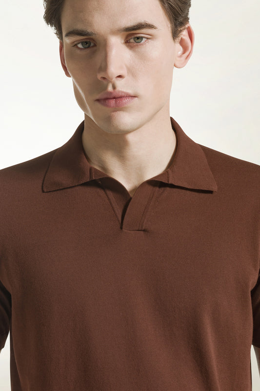 Brown cotton polo shirt - Iconic | PIACENZA 1733