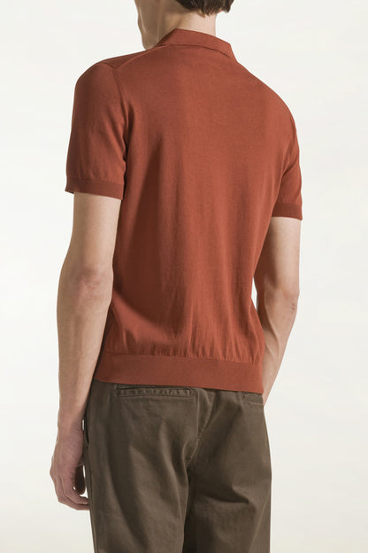 Brick-colored cotton polo shirt | PIACENZA 1733