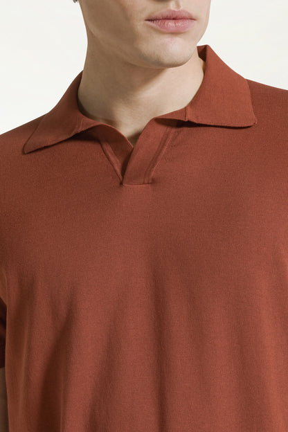 Brick-colored cotton polo shirt | PIACENZA 1733