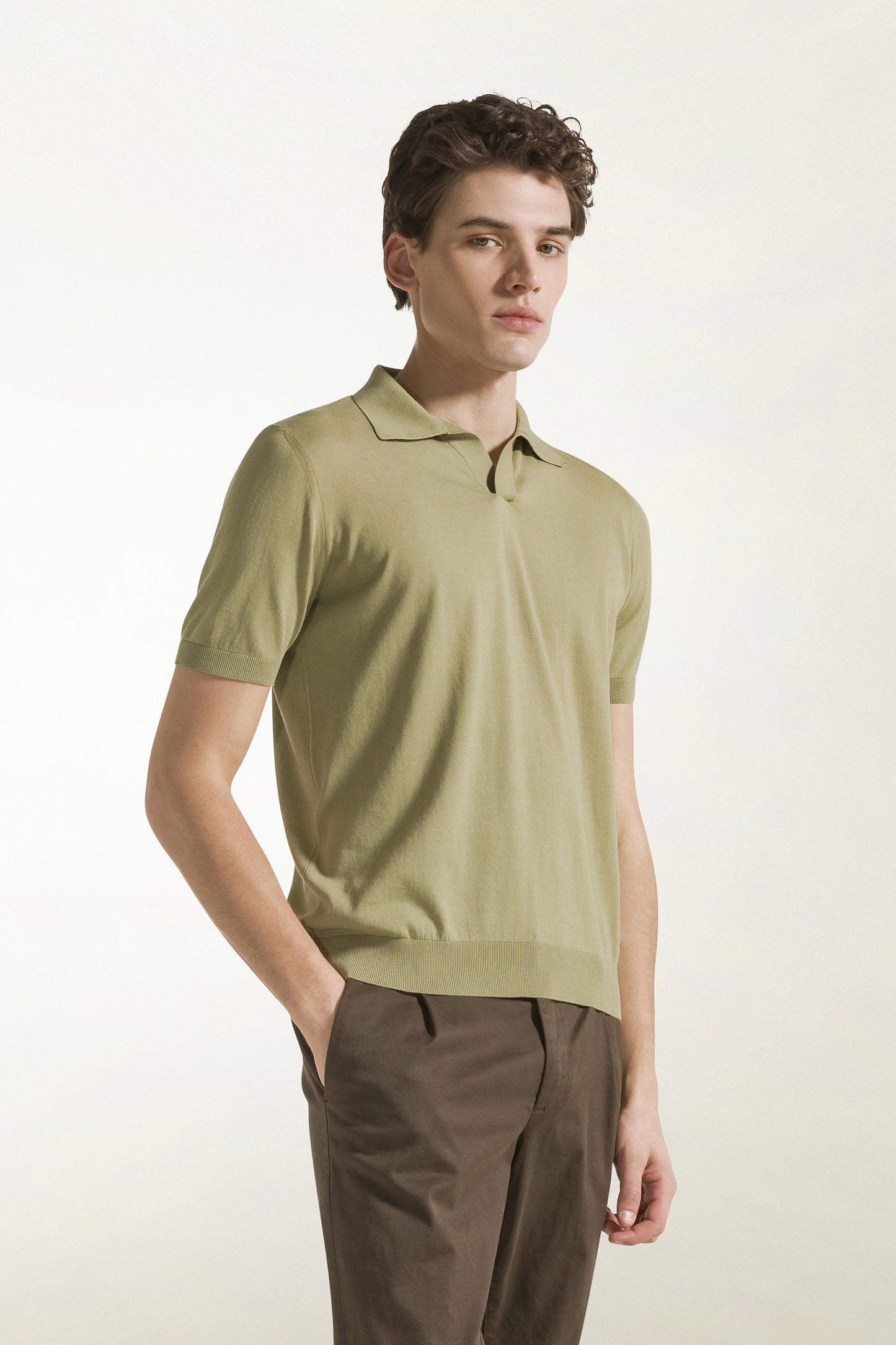 Olive green cotton polo shirt