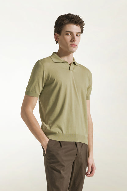 Olive green cotton polo shirt | PIACENZA 1733
