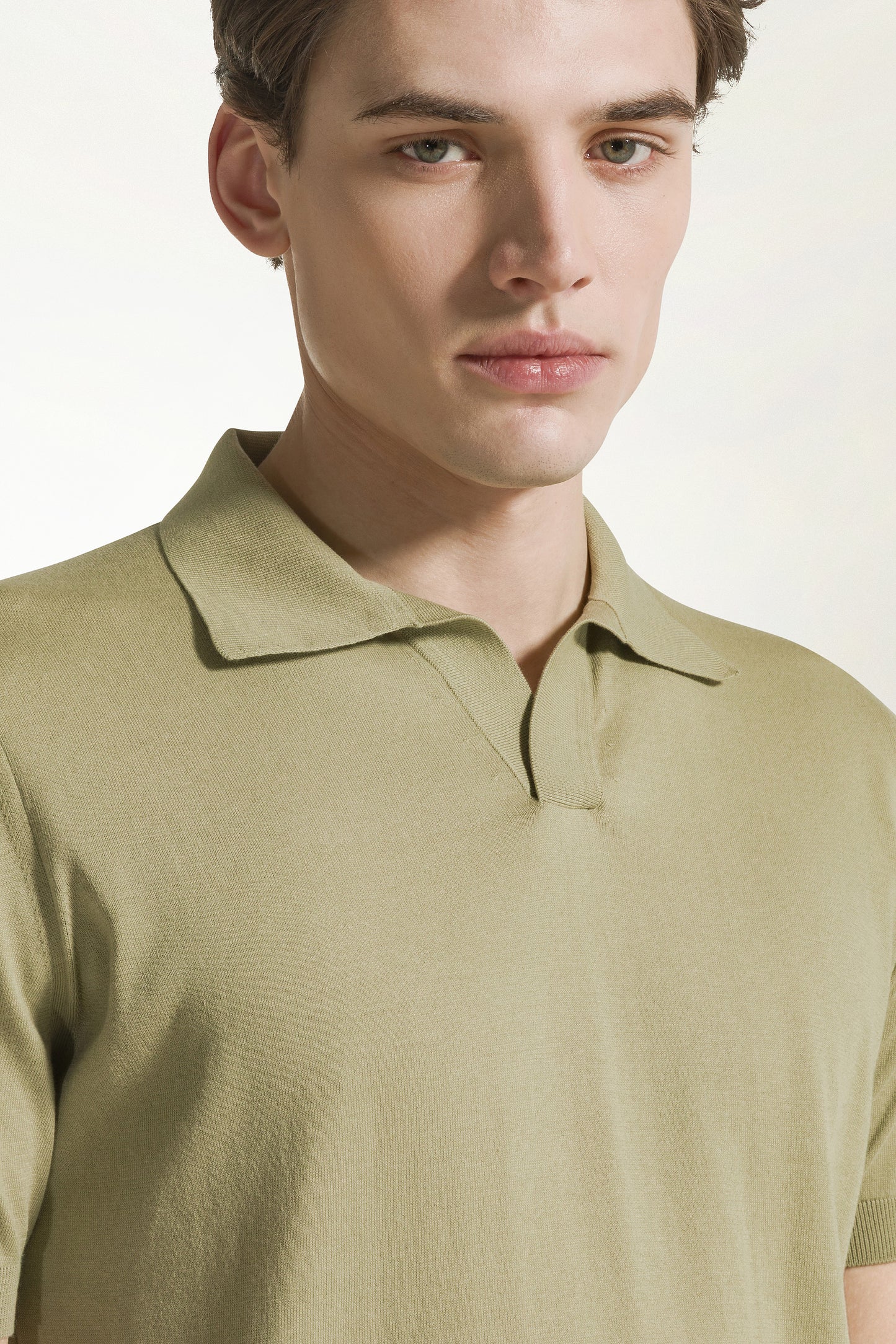 Olive green cotton polo shirt