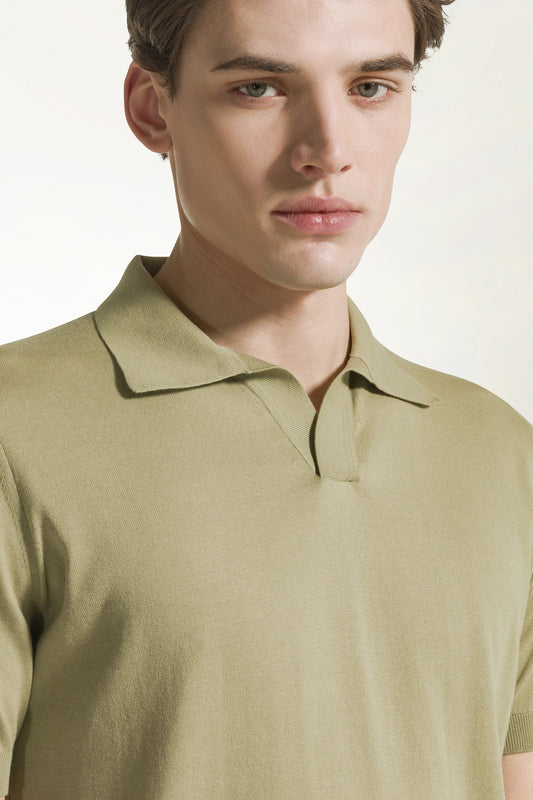 Olive green cotton polo shirt - Iconic | PIACENZA 1733