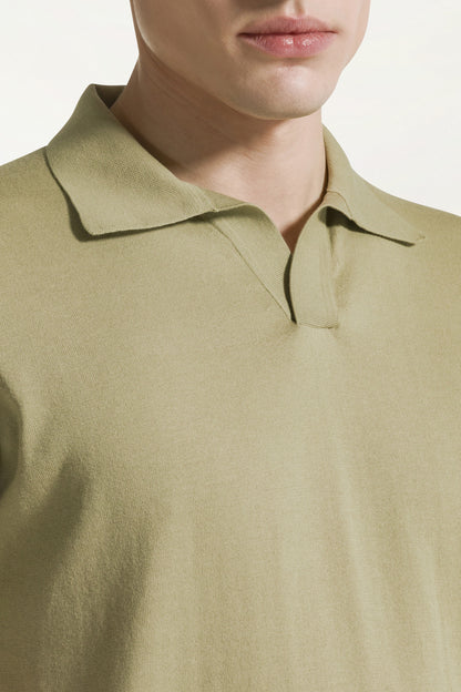 Olive green cotton polo shirt | PIACENZA 1733
