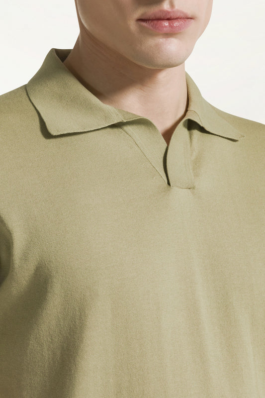 Olive green cotton polo shirt - Men's Cotton Knitwear | PIACENZA 1733