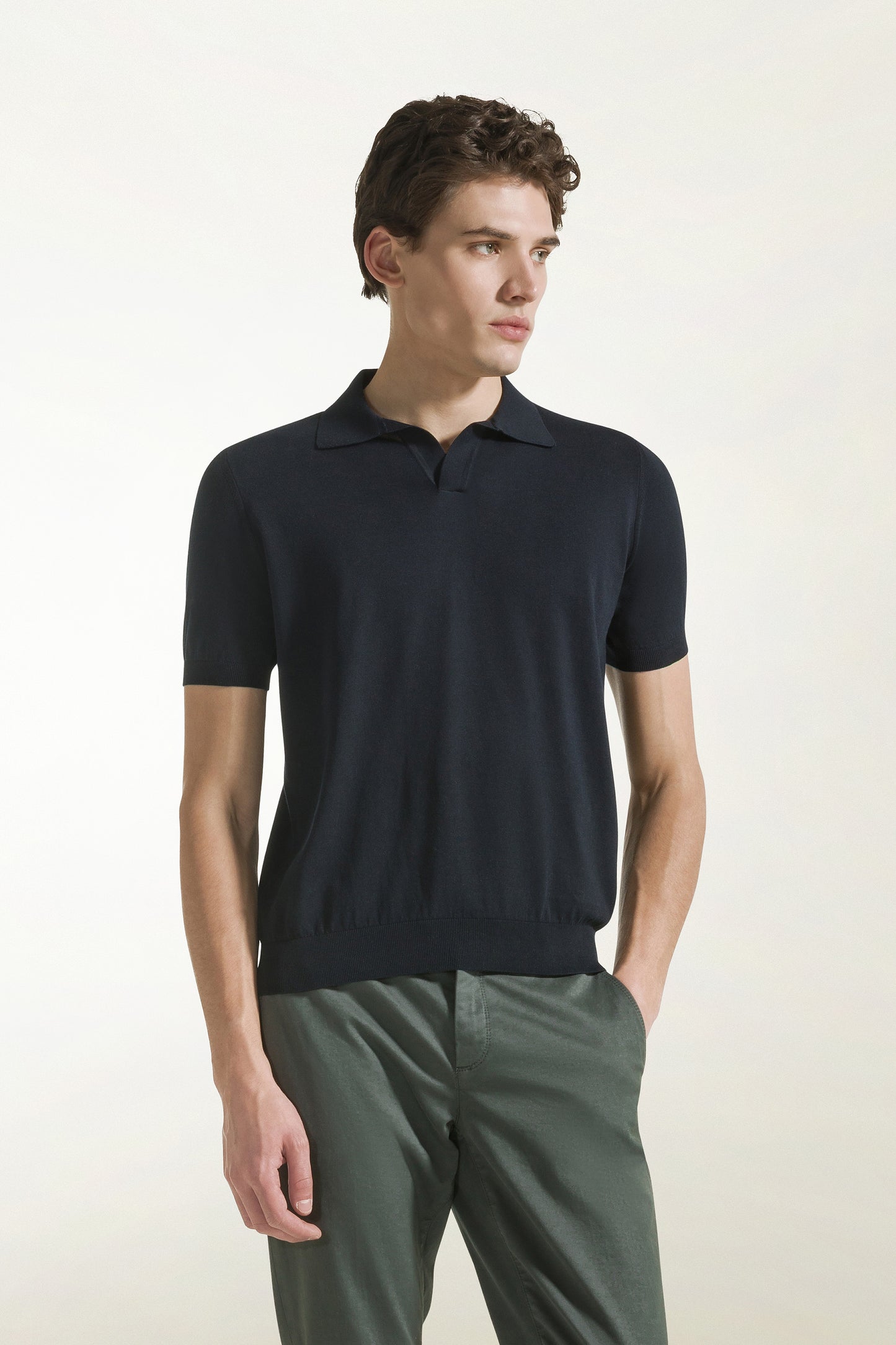 Dark blue cotton polo shirt