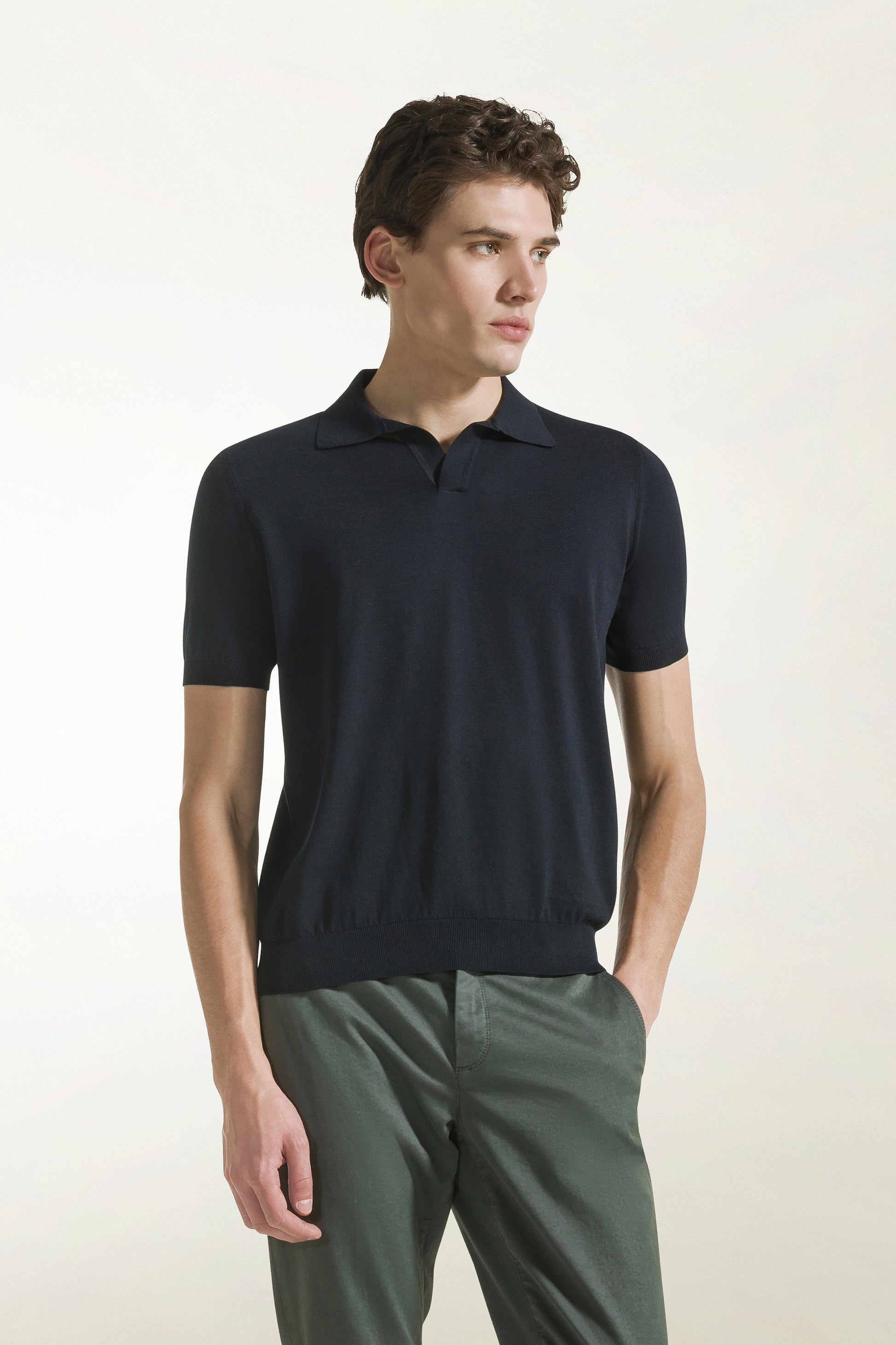 Dark blue cotton polo shirt | PIACENZA 1733