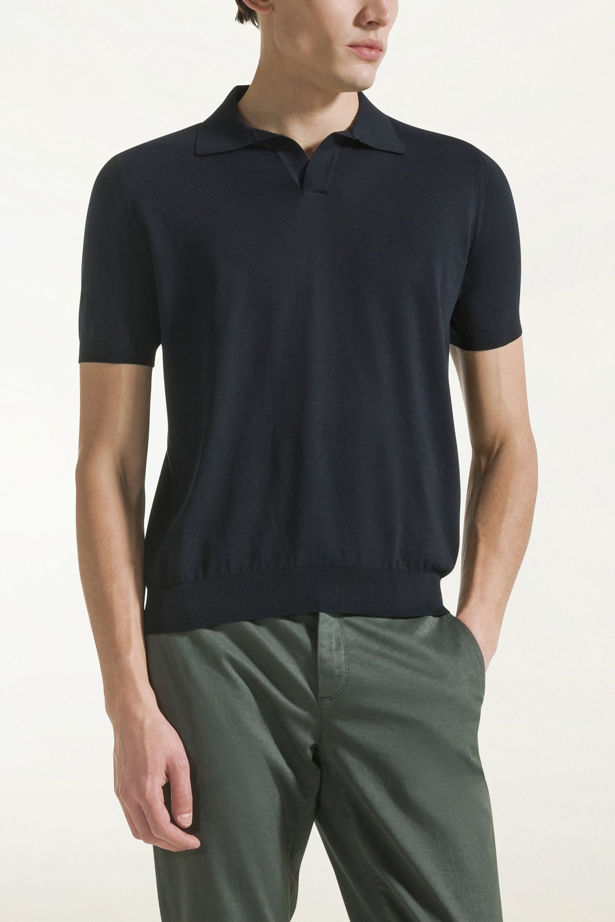 Dark blue cotton polo shirt | PIACENZA 1733