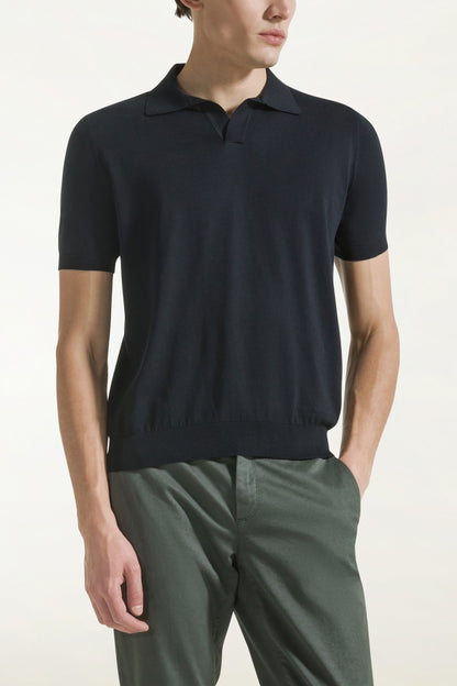 Dark blue cotton polo shirt | PIACENZA 1733