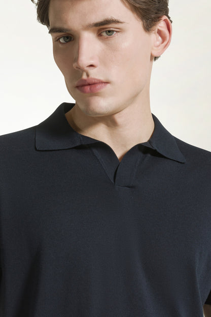 Dark blue cotton polo shirt | PIACENZA 1733