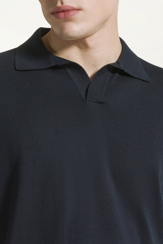 Dark blue cotton polo shirt - Men's Cotton Knitwear | PIACENZA 1733