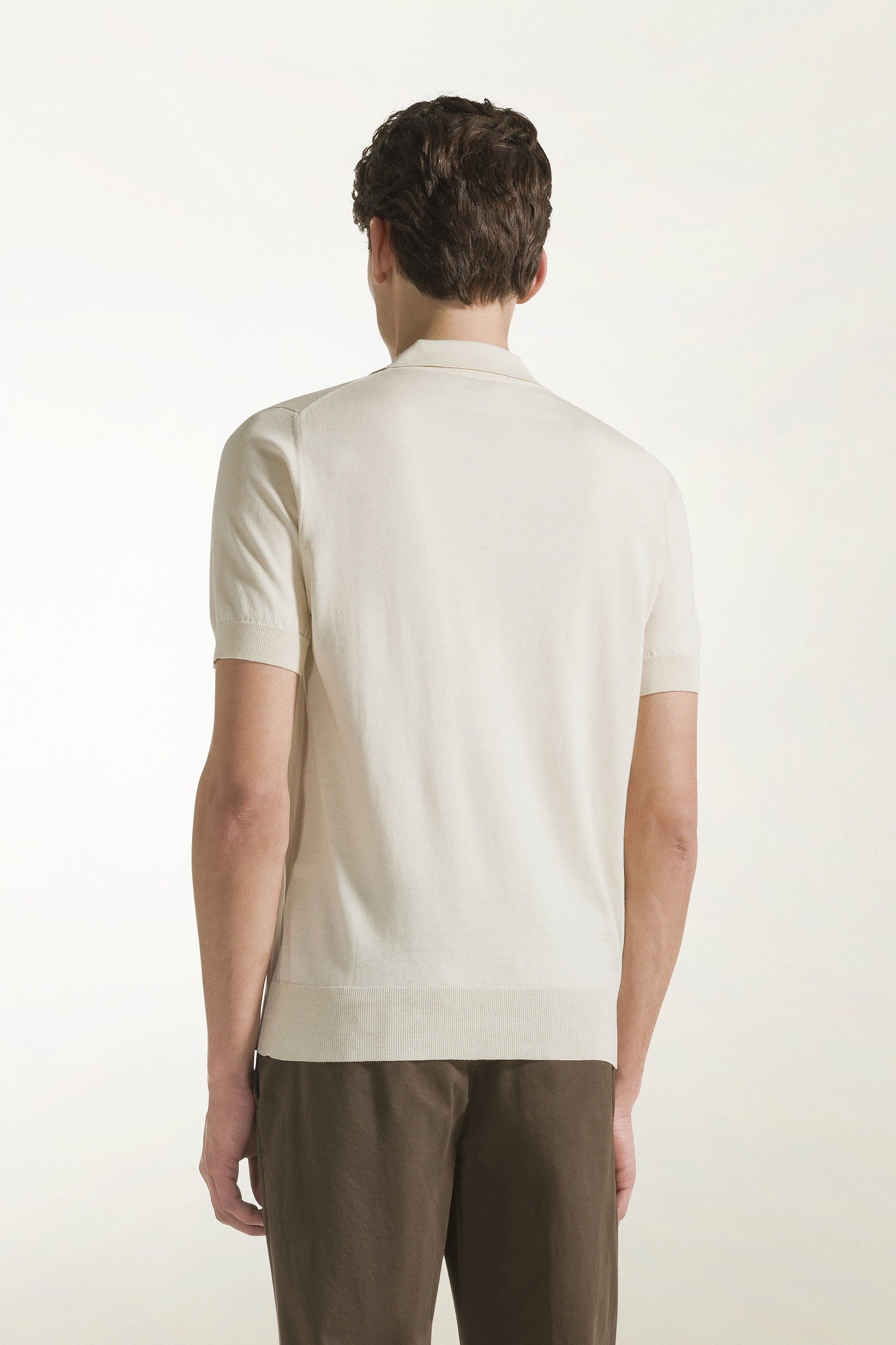 Cream-colored silk and cotton polo shirt | PIACENZA 1733