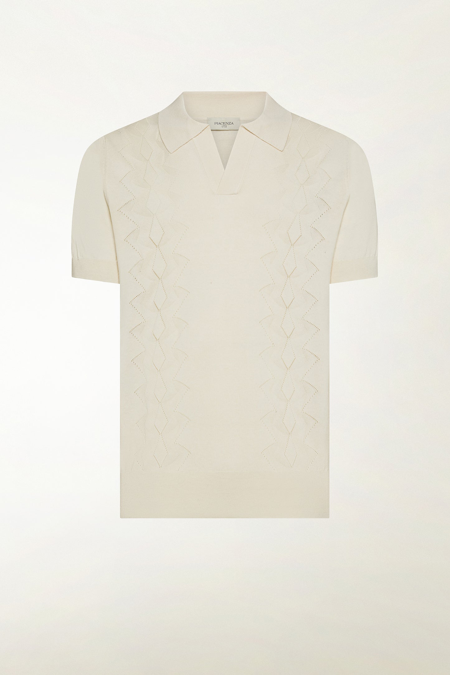 Cream-colored silk and cotton polo shirt