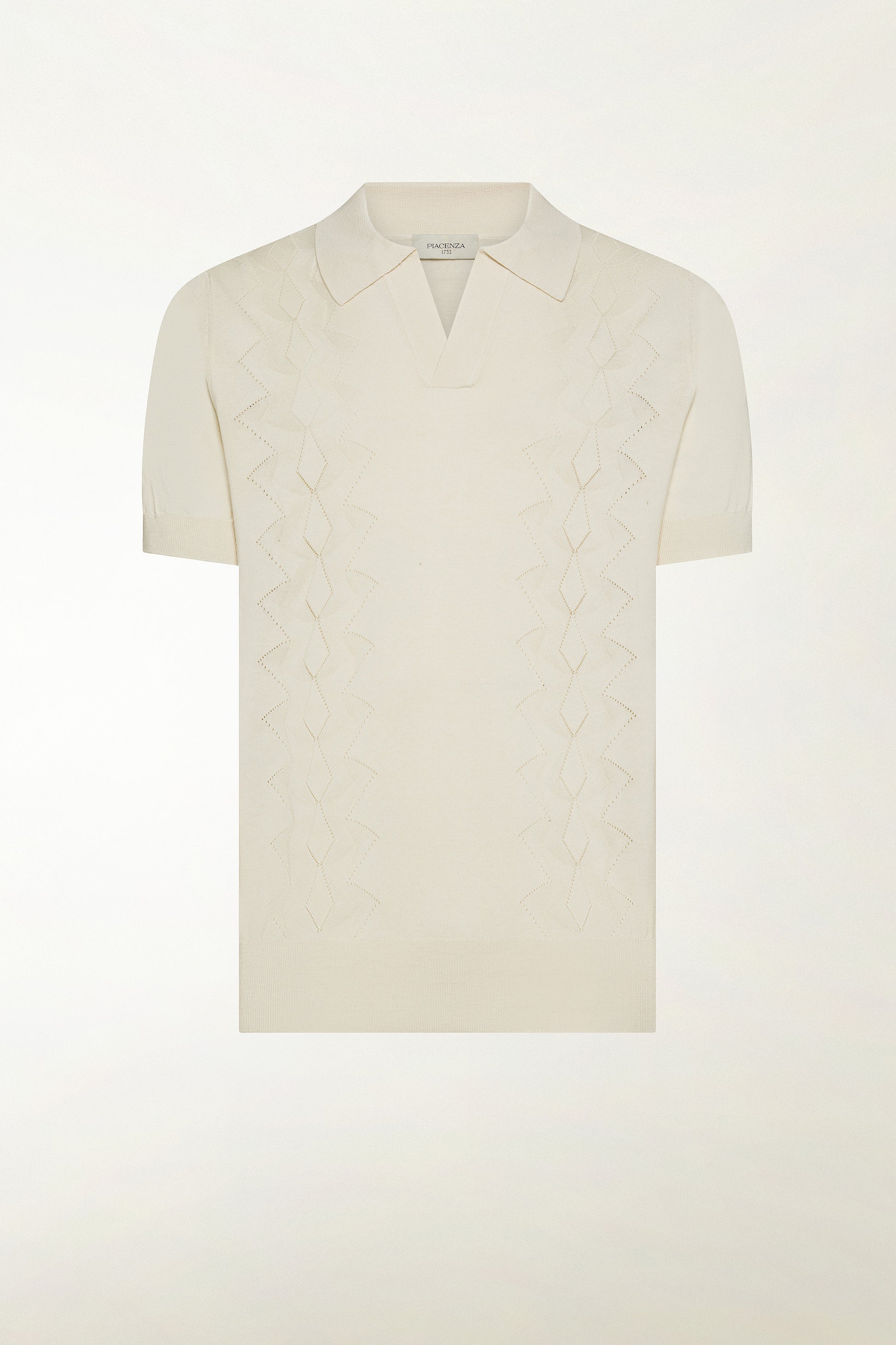 Cream-colored silk and cotton polo shirt | PIACENZA 1733