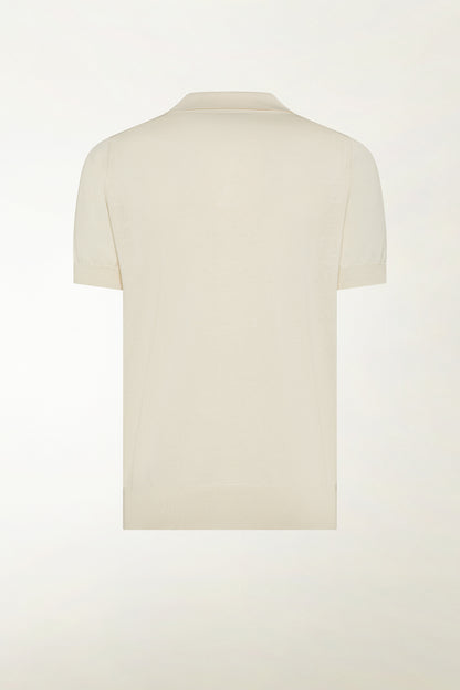 Cream-colored silk and cotton polo shirt | PIACENZA 1733