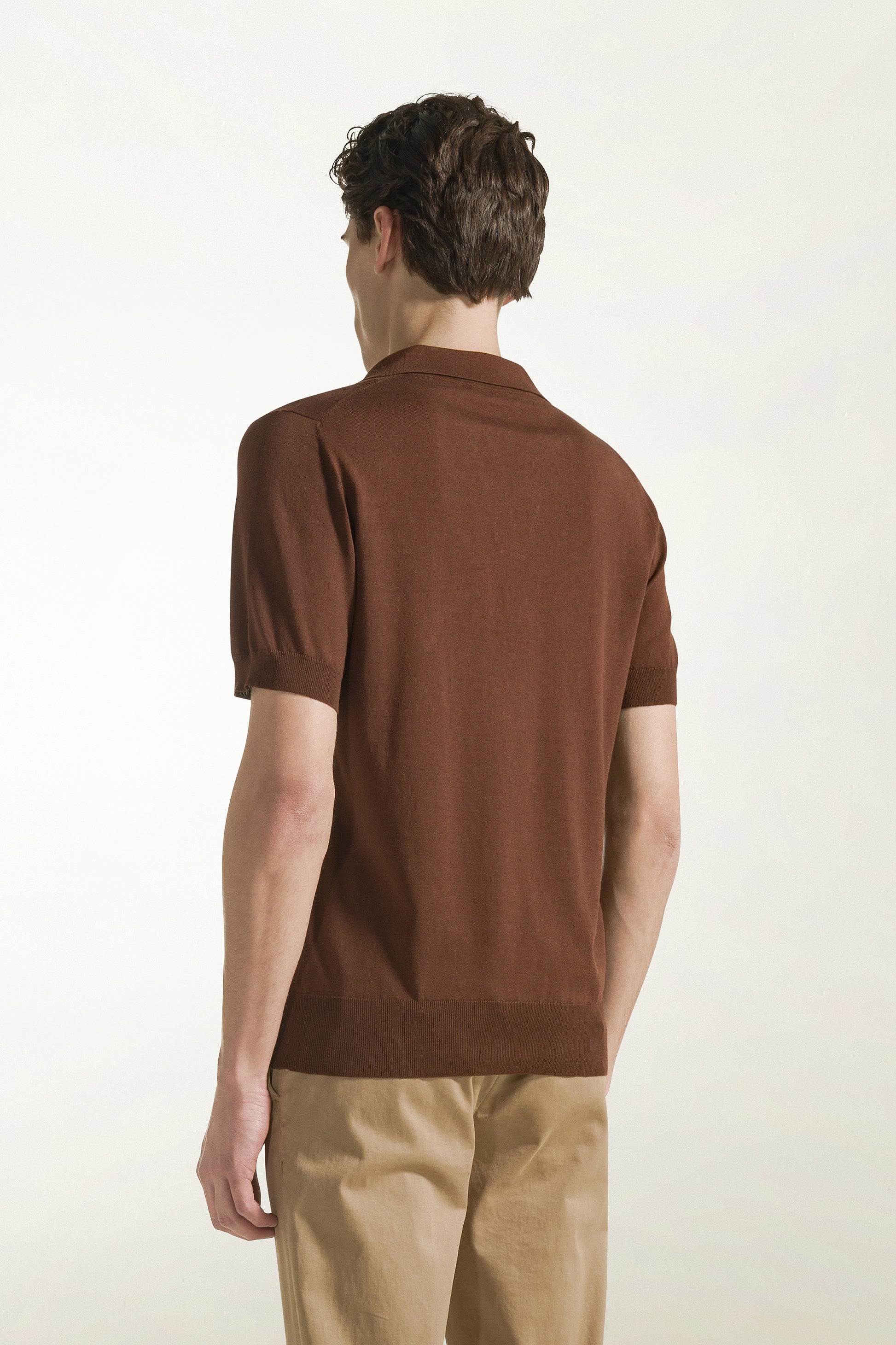 Brown silk and cotton polo shirt | PIACENZA 1733