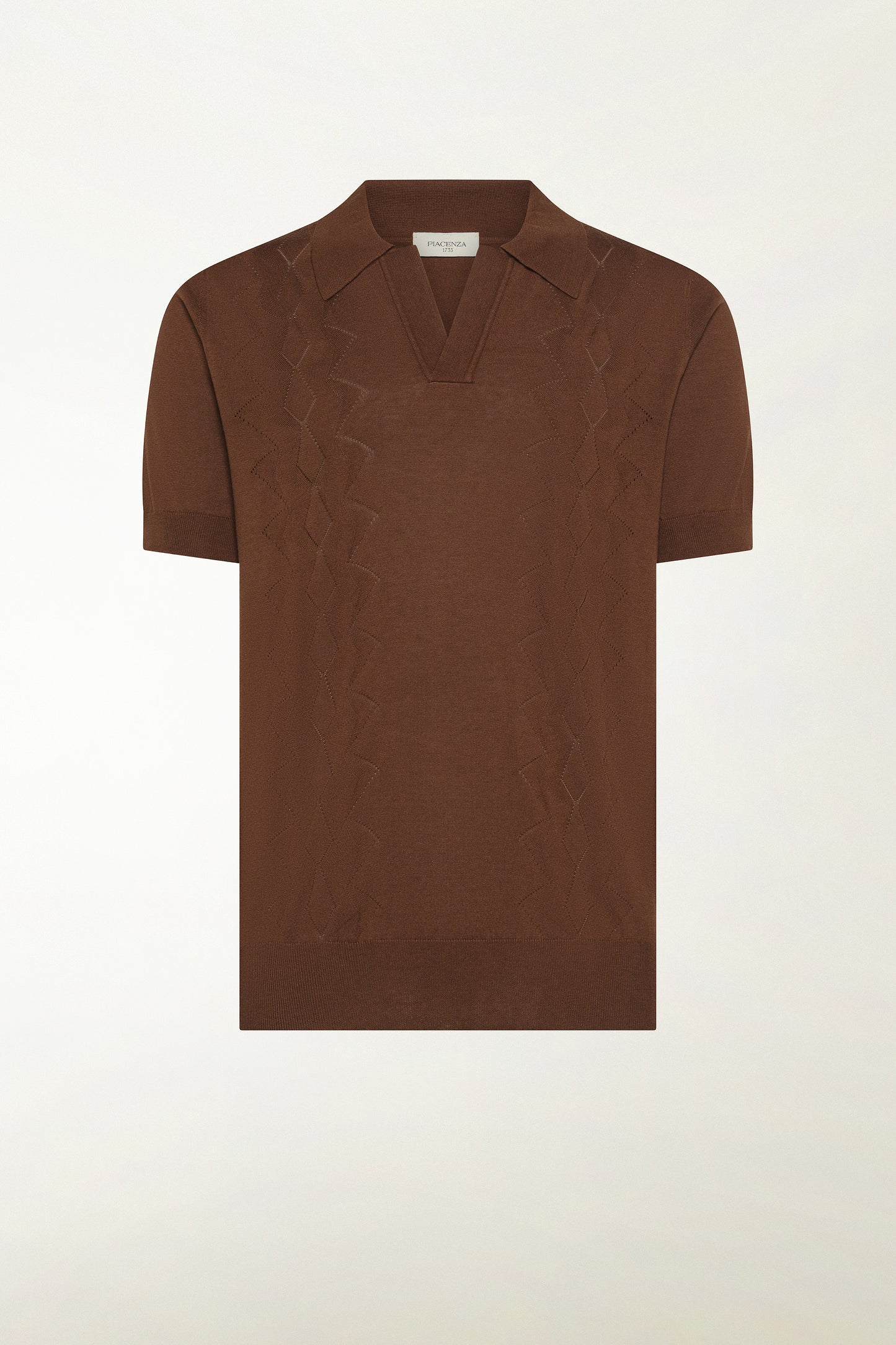 Brown silk and cotton polo shirt
