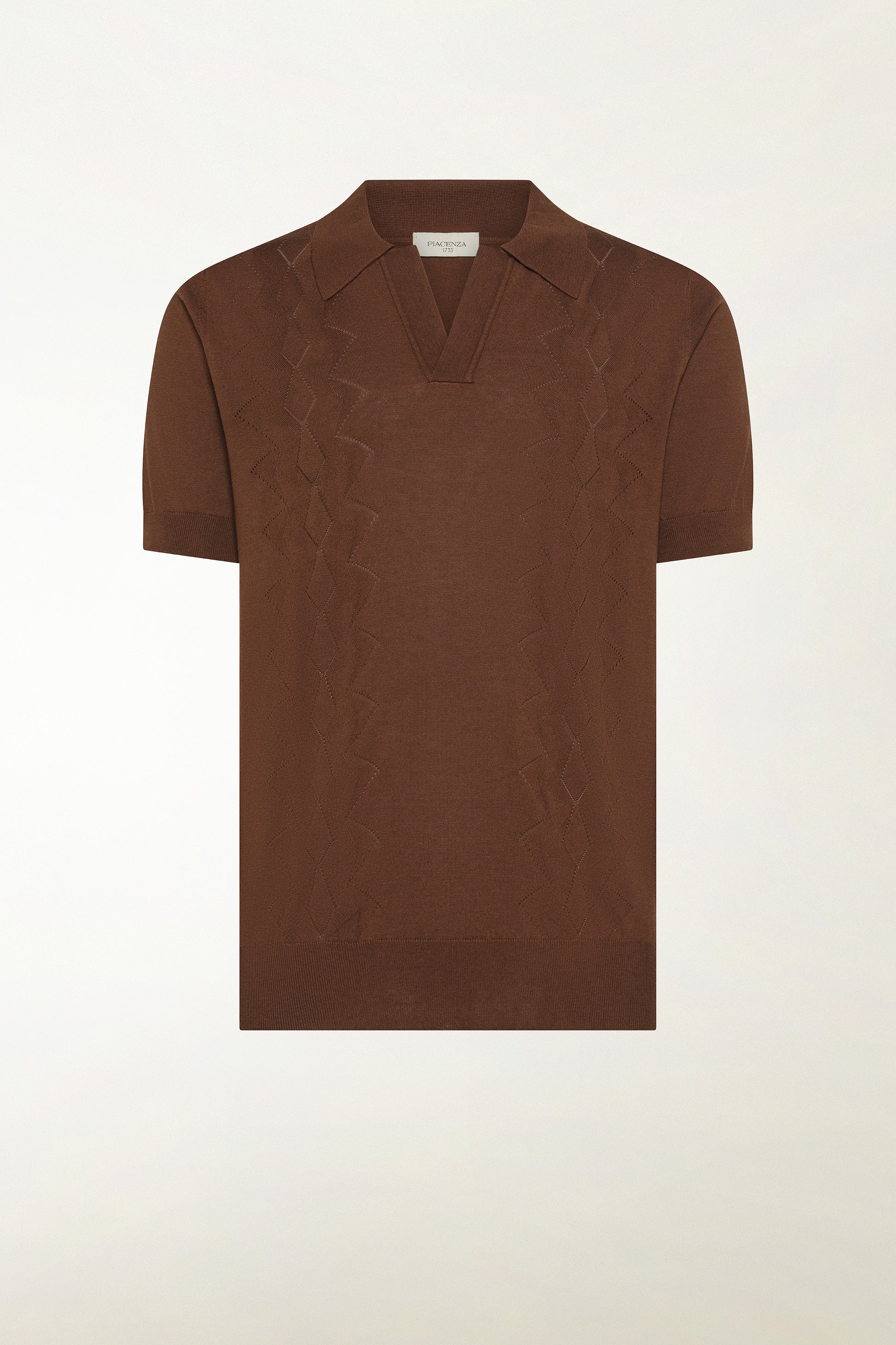 Brown silk and cotton polo shirt | PIACENZA 1733