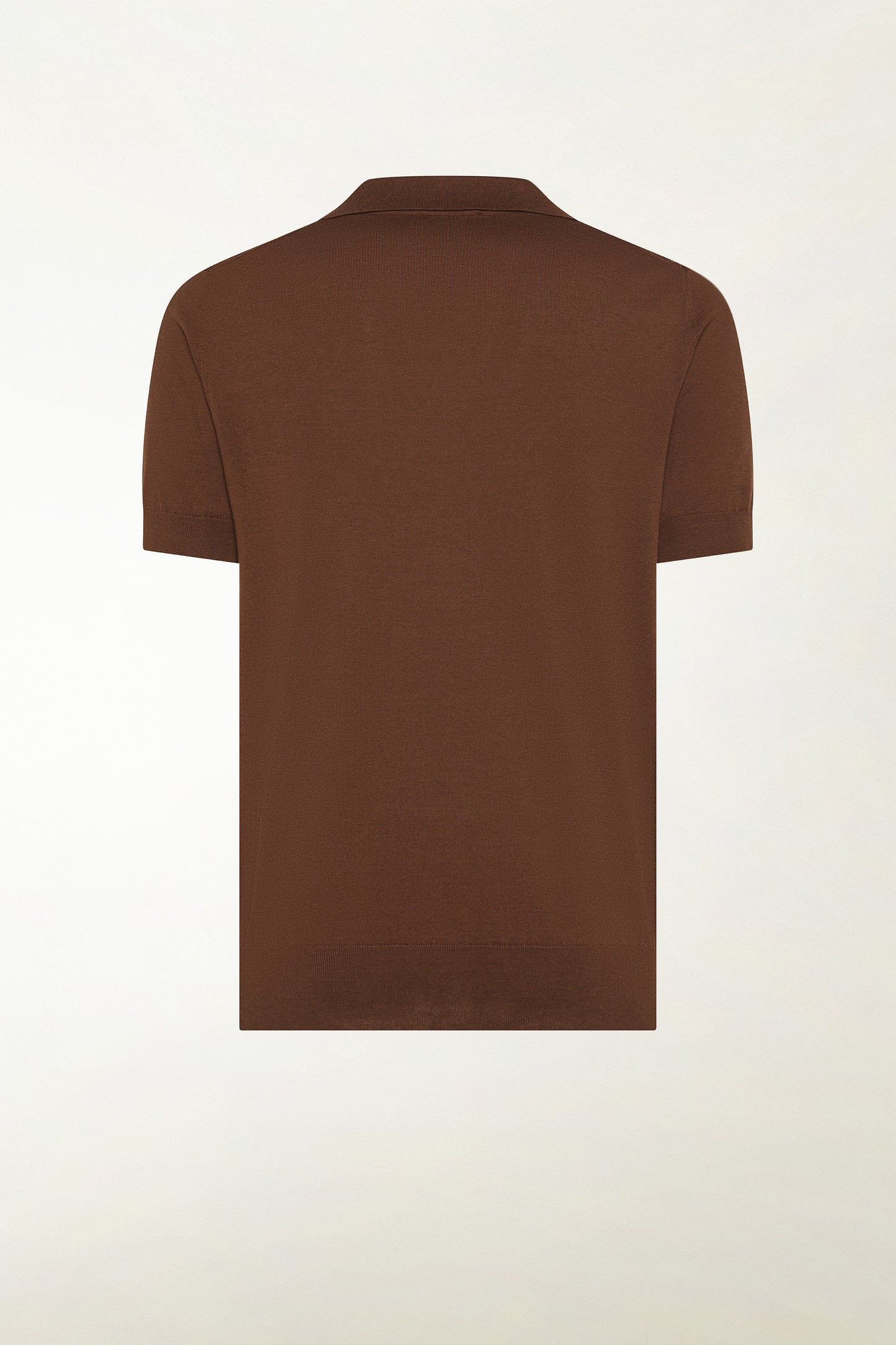 Brown silk and cotton polo shirt