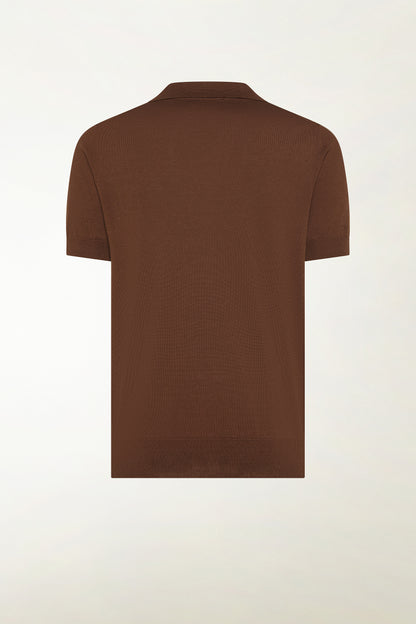 Brown silk and cotton polo shirt | PIACENZA 1733