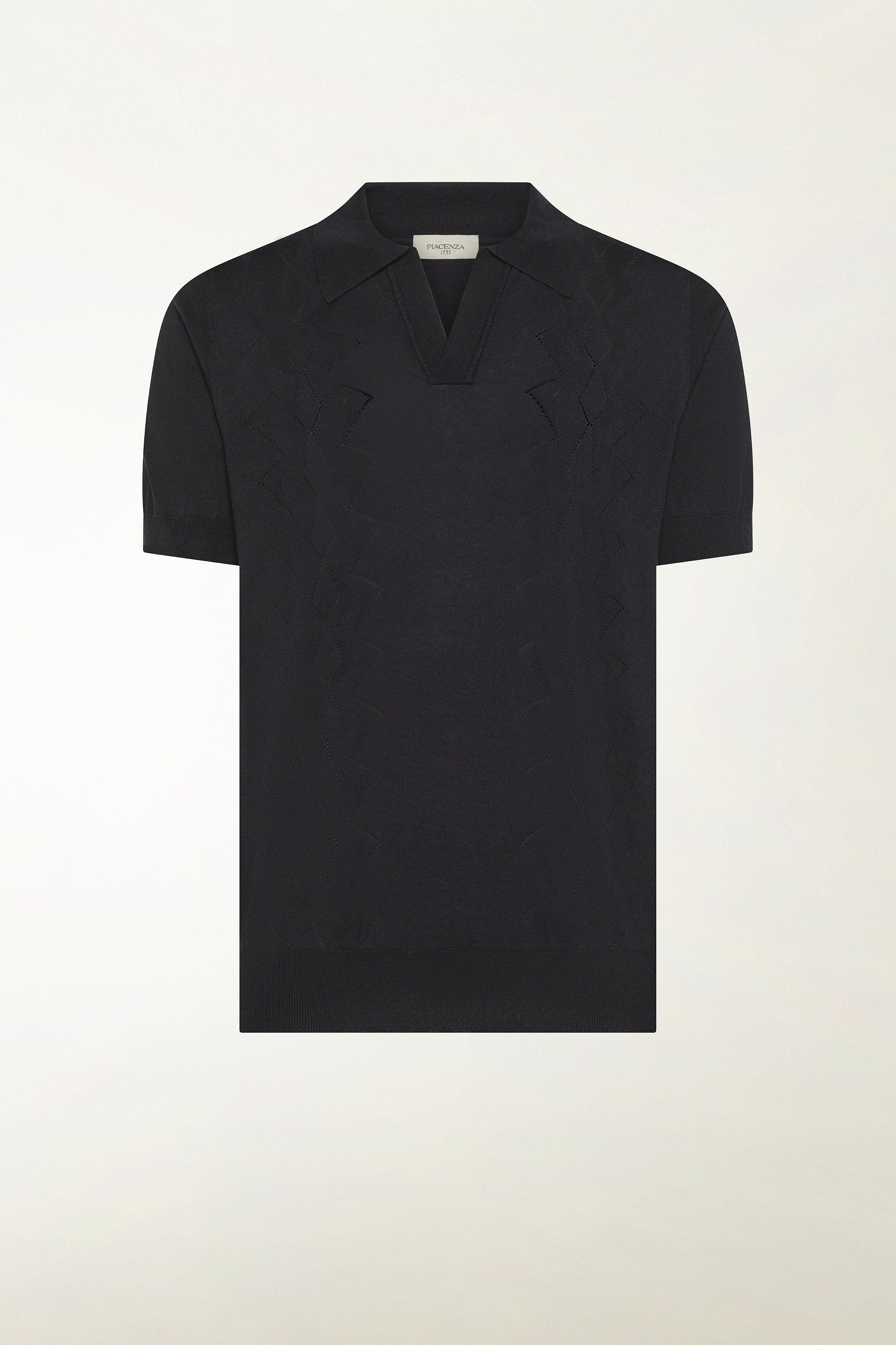 Dark blue silk and cotton polo shirt | PIACENZA 1733