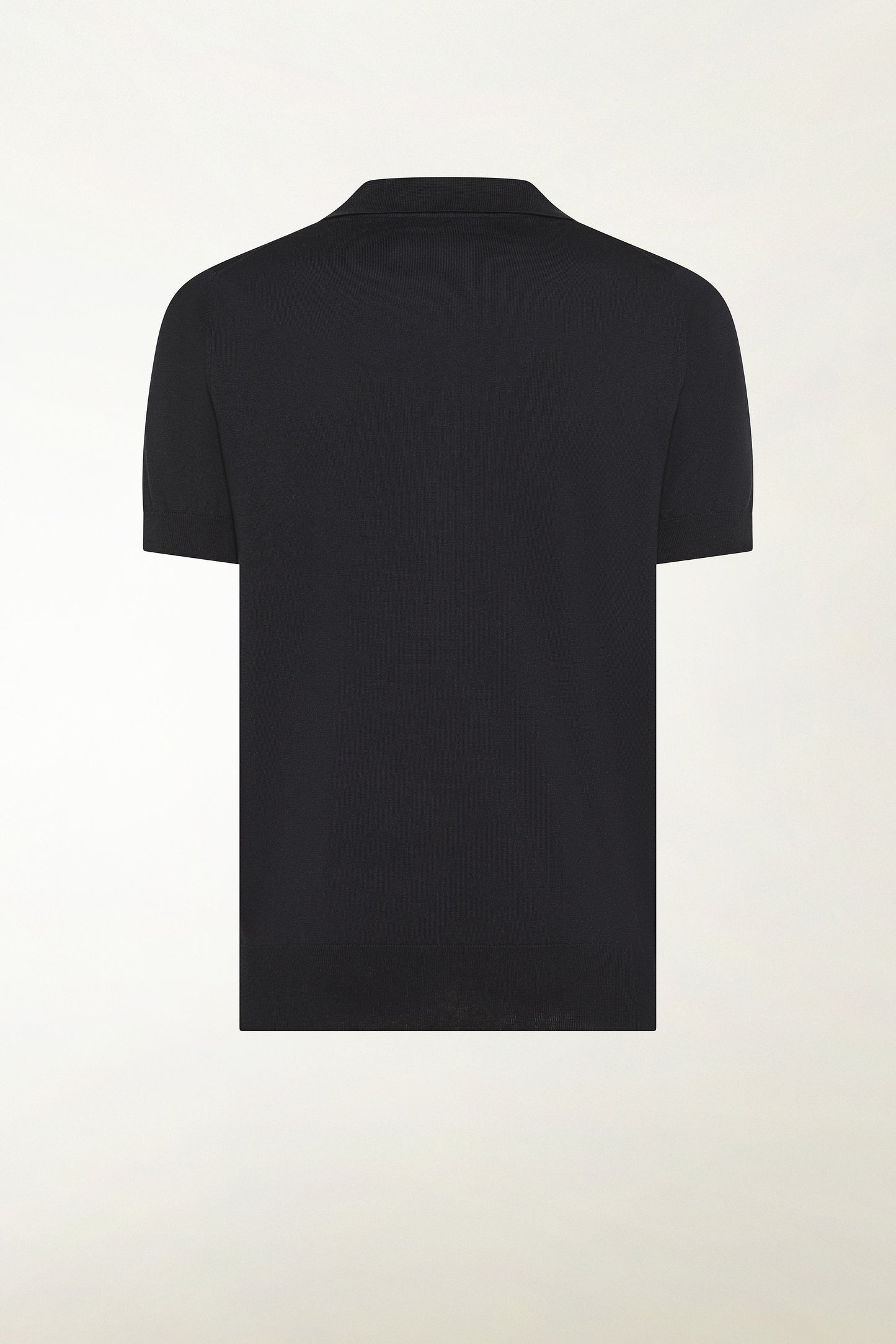 Dark blue silk and cotton polo shirt
