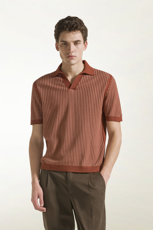 Rust-colored cotton polo shirt - Men's Polo Shirts | PIACENZA 1733