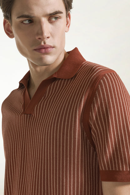 Rust-colored cotton polo shirt | PIACENZA 1733