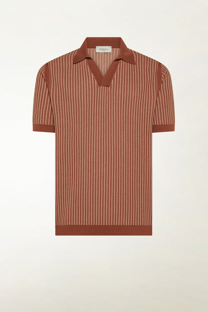 Rust-colored cotton polo shirt | PIACENZA 1733