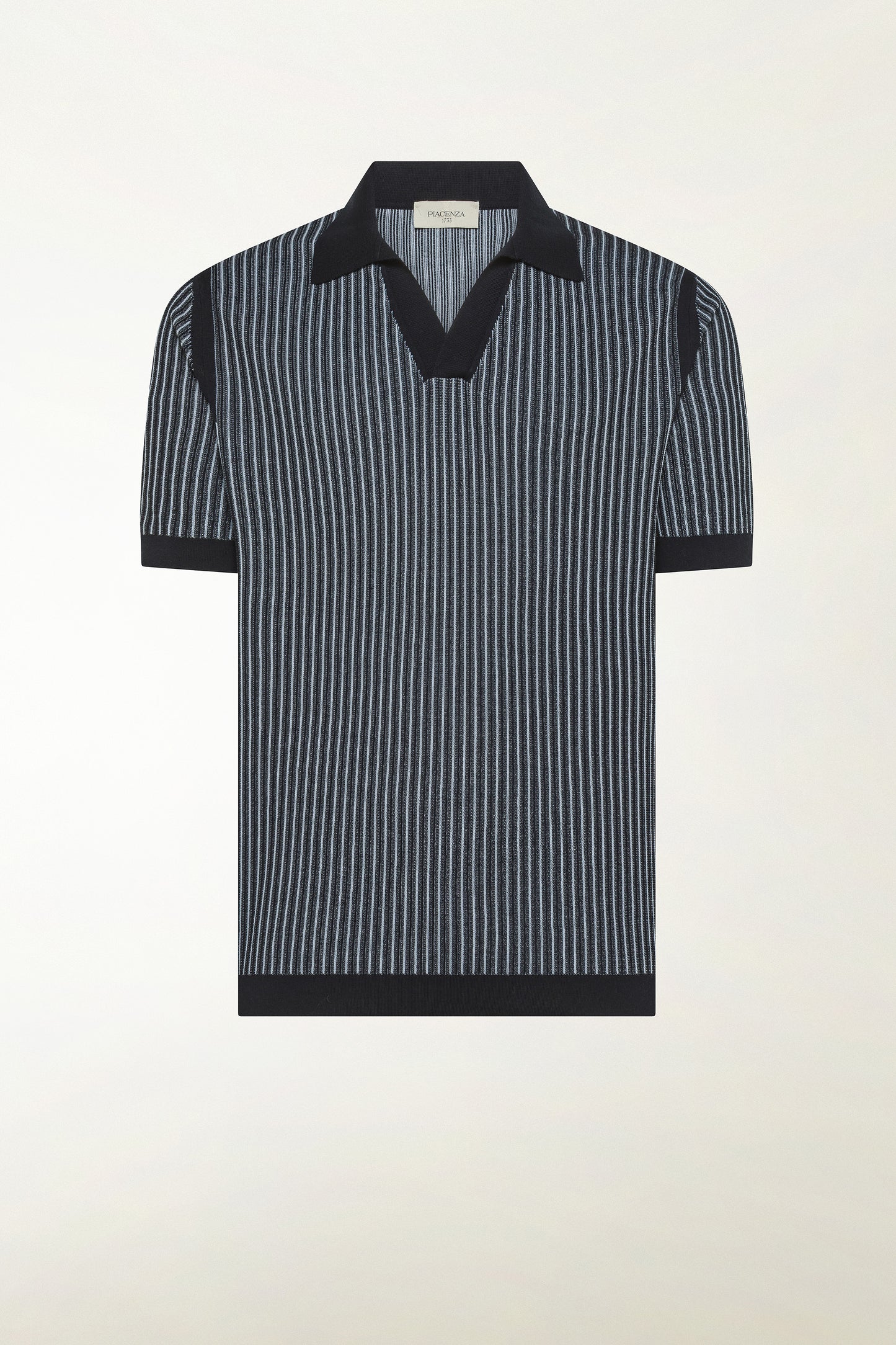 Dark blue and light blue cotton polo shirt