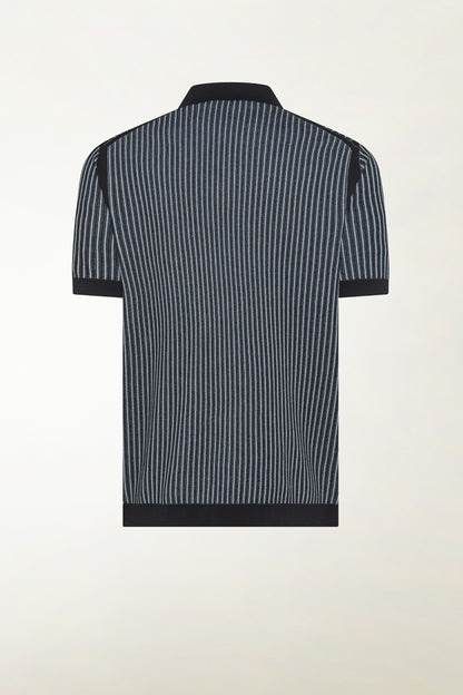 Dark blue and light blue cotton polo shirt | PIACENZA 1733