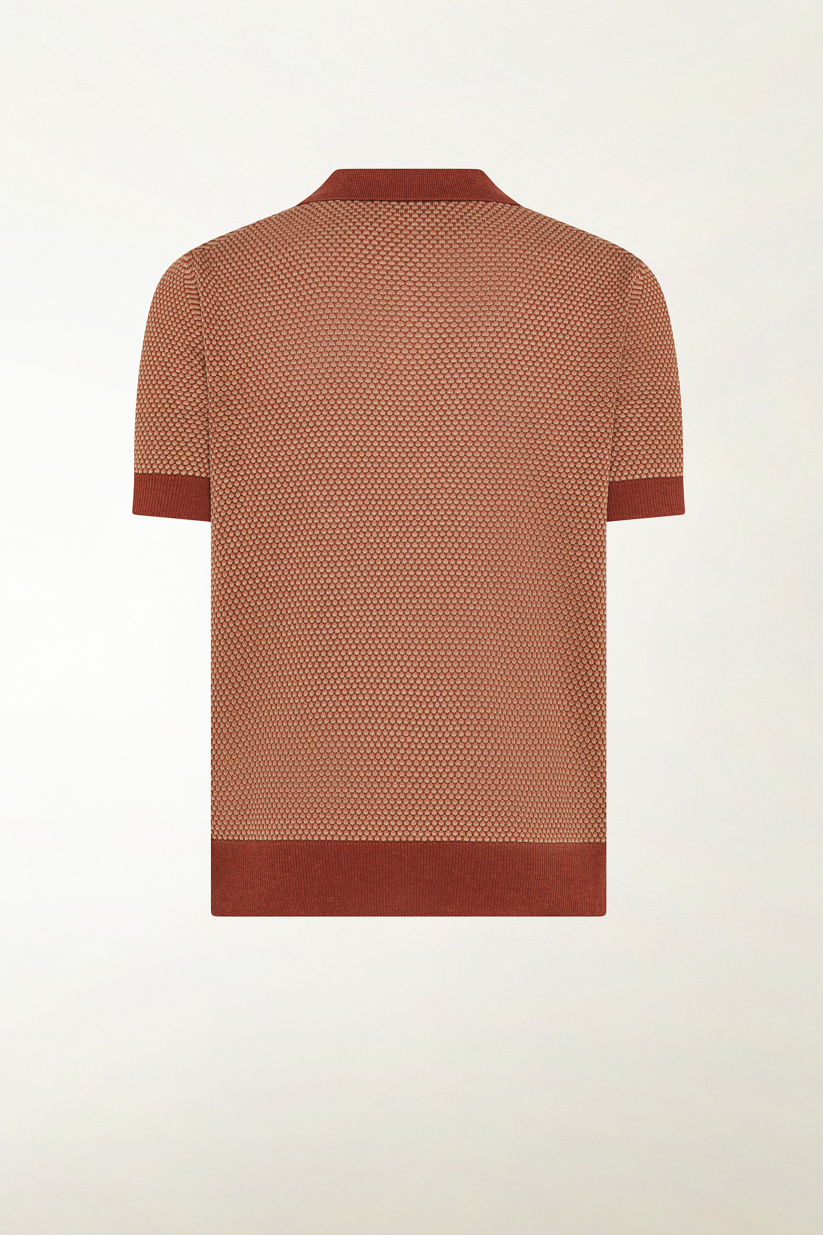 Brick and orange silk and linen polo shirt | Piacenza 1733